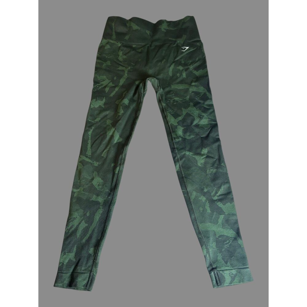 Gymshark Green Camo Seamless Leggings Womens Medium High Rise Workout